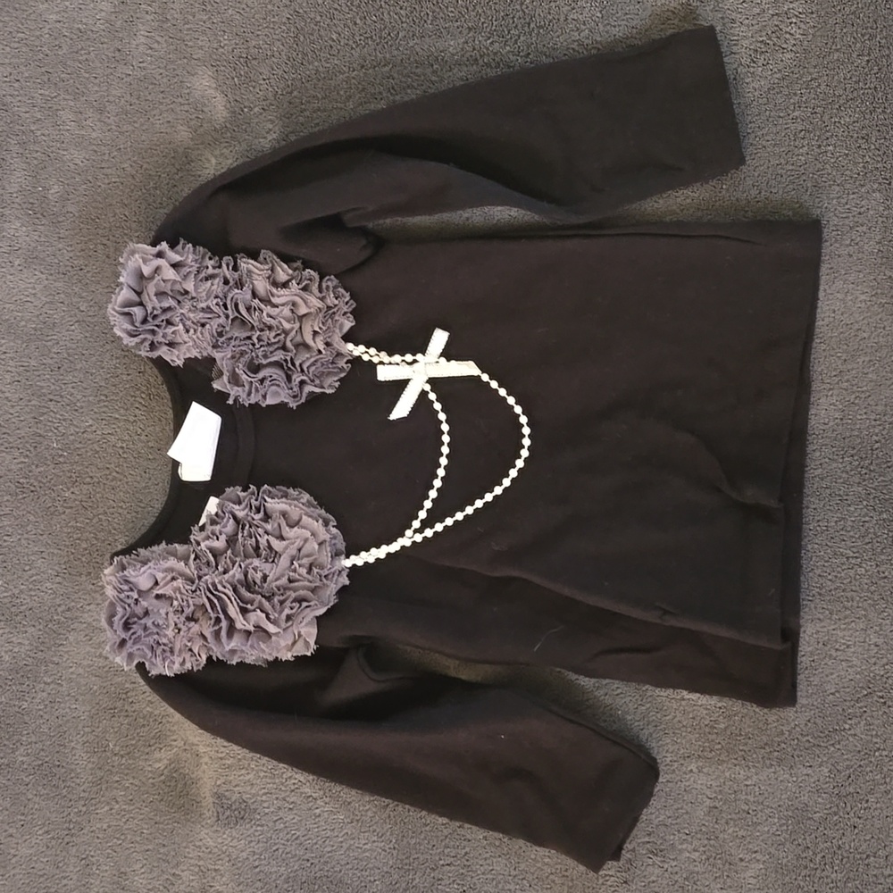 Bella Fleur Black Top with Pearls